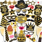 Wobbox 40th Birthday Photo Booth Party Props Black & Golden, Birthday Party Decoration, Birthday Party Item, Birthday Party Props