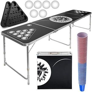 Jago® Set Tavolo da Beer Pong - Tavolo Regolabile in Altezza, Pieghevole, 100 Bicchieri, 6 Palline, 2 Rack per Tazze, Portapalline - Birra Pong, Party Cups, Gioco Alcolico per Adulti, da Bere, Festa