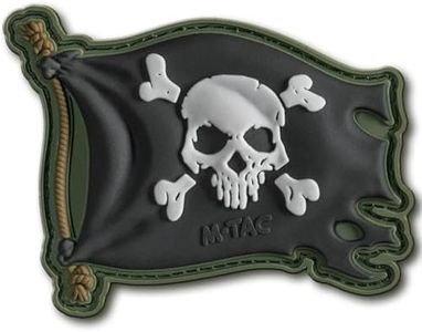 M-Tac Morale Patch Jolly Roger Pirate Flag - PVC Patches for Vest, Backpacks, Hats - Tactical Military Patch with Hook Fastener Backing (Olive/Black)