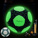 Fantecia Fluorescence Football Size 5, Leather Training Football Ball Glow in Dark, Light Up Football with Pump