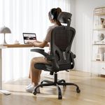 Ergonomic Office Chair Big and Tall, 350LBS Capacity, 6'5" Tall Max, Home High Back Desk Chair for Long Hours Comfortable, Adjustable Headrest, Lumbar Support, Flip-up Arm and PU Wheels, Black