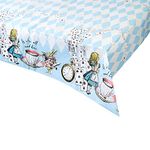 Talking Tables Blue Alice in Wonderland Paper Table Cover | Disposable Tablecloth, Home Recyclable | Supplies for Mad Hatter Tea Party, Birthday, Mother's Day, Baby Shower, BLUE,180 x 120 cm