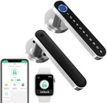 Fingerprint Handle Door Lock Smart Door Lock Levers eLinkSmart Keyless Entry Door Knob for Bedroom Front Back Door Bluetooth App Phone iOS Watch Silver