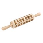 Tala Originals FSC Beechwood Large Revolving Rolling Pin with Engraved Snowflake Patterned Design, 38cm x 6cm,Natural,10B31448