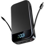 46800mAh Power Bank, Portable Charger Large Battery Pack, Fast Charging Phone Charger PD20W USB-C Input/Output, 5 Charging Ports and Built-in Dual Cables for iPhone Android, Digital Display-Black