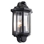 National Lighting Black Outdoor Security Lights - External Wall Light - Half Lantern Garden Porch Security Wall Lamp - IP44 Rated 60W GLS ES or LED E27 (Not Included)