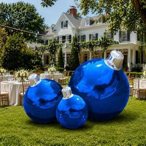 SUYOCHIC 3PCS Blue Inflatable Mirror Ball, Inflatable Christmas Balls Large PVC Disco Ball Reusable Bubble Balloon for Christmas, Party, Concerts, Stage, Wedding (24inch/35.5inch/47inch with Pump)