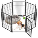 8 Panel Dog Pen, High 80cm Puppy Play Pen Indoor/Outdoor, Portable Detachable Pet Exercise Playpen, Pet Run Enclosures for Puppies, Cats, Rabbits and Other Animals(56 x 80 cm)
