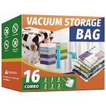 Vacuum Storage Bags, Space Saver Bags, Vacuum Sealer Bags for Comforters and Blankets, Compression Storage Bags for Clothes Storage, Hand Pump Included (16 Combo)