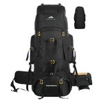 MOUNTILE TREKSPHERE 80L Travel Backpack with Water Proof Rain Cover - Camping Hiking Rucksack Trekking Bag - MTX01-BLACK