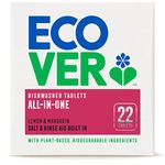 Ecover All in One Dishwasher Tablets, Lemon & Mandarin, 22 Tablets, 0.44KG