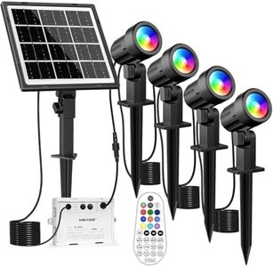 MEIKEE RGB Solar Spotlights Outdoor, 4-in-1 Solar Garden Lights, Waterproof IP66 Solar Powered Spotlight, 12 Colors Changing, Remote Control, LED Landscape Lighting for Yard Patio Lawn Garden