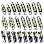 Kinstecks 23PCS Can-Bus Error Free LED SMD Bulbs Kit Car LED Interior Light Bulb Festoon BA9S Canbus T10 C5W Xenon for Car Interior Door Courtesy Instrument Panel Side Lights