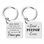 SOUSYOKYO Keychain, Best Peepaw Ever Gift, Personalized Peepaw Birthday Gifts, Fathers Day Present, Silver