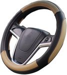 Mayco Bell Car Steering Wheel Cover 15 inch No Smell Comfort Durability Safety (Black Beige)