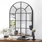 NIMURY Arched Mirror, 30x40 inch Arch Window Mirror, Black Frame Window Pane Mirror Wall Decor, Large Wall Mounted Mirror Decorative for Living Room Bedroom Entryway Hanging or Leaning Against Wall