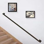 Black Staircase Handrail, Galvanized Industrial Square Pipe Stair Railing, Indoor Outdoor Wall Mounted Stairs Banister Handrail - Complete Kit (Size : 8ft/240cm)