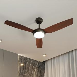 Vevare 52" Ceiling Fan with LED Light and Remote Control DC Motor Fan with 5 Fans Speed and Timer for Home Kitchen Living Room Walnut