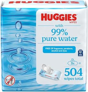 Huggies 99% Pure Water Baby Wipes, Unscented, 9 flip-top packs (3 Packs of 3), 504 Wipes Total, Packaging May Vary