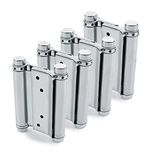 2 Pairs (4 Pcs) 3” Stainless Steel Cafe Saloon Door Swing Self Closing Double Action Spring Hinges