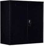 Two-Door Shelf Office Gym Filing Storage Locker Cabinet Safe - 2 Shelves, Lockable Double-Door Cabinet, Easy to Assemble, Privacy and Security with Lock-and-Key Design