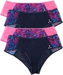 Balanced Tech Women's Printed Mesh Hipster Panty 4 Pack - Dark Floral - Medium