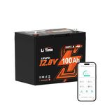 LiTime 12V 100Ah Marine Bluetooth LiFePO4 Battery, 1280Wh Lithium Trolling Motor Battery with 100A Smart BMS, Low-Temp Cut-Off, IP65 Waterproof for Fish Finder, Bass Boat and Early Spring Fishing