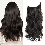 Dark Brown Hair Extensions 20 Inch Hair Extension Invisible Wire Hair Extensions Synthetic Hair Pieces for Women Natural Wavy Hair Extension