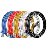 Cat6 Ethernet Cable - 6ft (1.8M) 5-Pack Multi-Color, Cat6 RJ45, LAN, 24AWG UTP, Network, Patch, Internet Cable - (6 feet, 5 Pack)