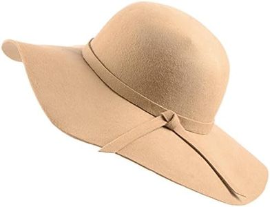 Urban CoCo Women's Foldable Wide Brim Felt Bowler Fedora Floopy Wool Hat (Camel)