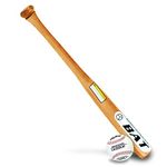 BodyRip Rounders Wooden Baseball Bat - Beginners, Lightweight, Composite Solid Wood, Slender Handle, Self-Defence Tool | 29" Bat with Rawlings 9" Softball