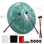 Steel Tongue Drum 6 Inch 11 Notes, Tongue Drum D Major Beginner Hand Drum Percussion for Meditation Yoga Musical Education with Drumsticks Drumstick Stand Tutorial Book Note Stickers Finger Cots