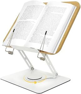 Book Stand for Reading, Adjustable Book Holder with 360°Rotating Base, Portable Book Display Stand for Cookbook, Tablets, Study Materials