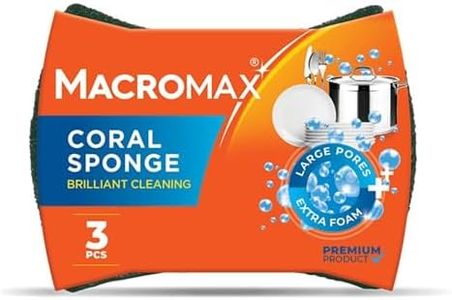 Macromax Coral Sponge – Ergonomic Heavy Duty Scrub Sponge for Kitchen – Large Pores for Extra Foam – Non-Scratch Dish Scrubber for Pots, Pans & Grills, 90-Pieces