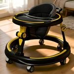 StarAndDaisy Baby Walkers for 9+, 6-18 Month Baby boy & Girl 360° Walker for Kids for 6-24 Months with 7 Level Height Adjustment, Foldable Baby Walker with Smooth Wheels (Yellow-Black)
