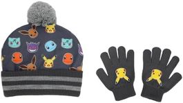 Pokemon Character Collage Youth Cuffed Beanie and Gloves Set Multicolored