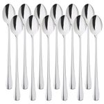 12 Pcs Latte Macchiato Spoons Set Ice Cream Spoons Long Handle Dessert Spoon Cocktail Spoon Rice Spoon