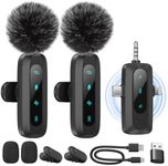Wireless Lavalier Microphone for iPhone, iPad, Android – 2-Pack Mini Mic with Noise Reduction, Auto Pairing, 3.5mm & Lightning Receiver for Vlogging, TikTok, YouTube