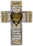 Abbey Gift Faith, Hope, and Love Marriage Wall Cross with Bible Verse Wedding, Engagement, and Vow Renewal Couples Gift, 7.25-inch by 10.5-inch, Silver/Gold