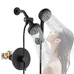 FRANSITON Matte Black Shower System High Pressure 5-Spray Rain Shower Head and Handle Combo Set with Valve 3-Way Diverter for Bathroom