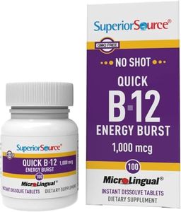 Superior Source NO Shot Quick Energy Burst B-12 1,000 mcg - Premium Nervous System Support Supplement - Non-GMO & Gluten-Free - 100 MicroLingual Instant Dissolve Tablets