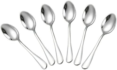 Wesdxc56 Demitasse Espresso Spoons, Mini Coffee Spoon, 4 Inches Stainless Steel Small Spoons for Dessert, Set of 6（Silver)