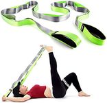 KYLIN SPORT Yoga Dance Stretching Strap with Free Door Attachment +Carry BagMulti-Loop Stretch Out Assisted Belt for Physical Therapists Fitness Stretching, KY126, Green/Gray