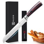 PAUDIN Bread Knife, Sharp Bread Knives 8 Inch, High Carbon Stainless Steel Forged Bread Knife Large with Wooden Handle, Serrated Knife for Cutting Crusty Bread, Pastry, Cake & Homemade Bread