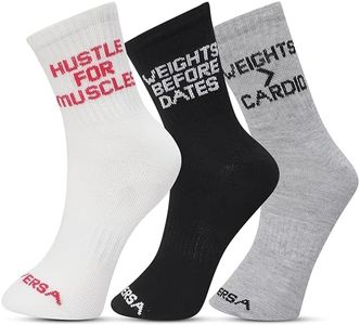 Diversa Sports & Gym Workout Socks for Men & Women with Premium Cotton | Crew Calf Length Socks, Free Size | Running, Cycling & Gym | Odour Free (WHITE, BLACK, GREY)
