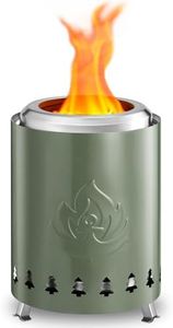 Havato Tabletop Fire Pit 6.7"*7.3" with Stand, Smokeless Firepit Outdoor, 304 Stainless Steel Small Table Top Stove Fueled by Pellets Or Wood,Low Smoke Mini Round Fire Pit Bowl Iutdoor,Green