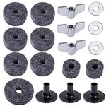 Heveer Cymbal Accessories Replacement Kit, 18 Pcs Grey - Includes Felts, Sleeves, Wing Nuts, Metal Washers, Hi-Hat Clutches and Cup Felt for Protecting Cymbals