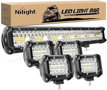 Nilight 20 Inch 420W Triple Row Flood Spot Combo Led Light Bar 4PCS 4Inch 60W LED Pods Driving Boat Lights Led Off Road Trucks Lights, (ZH415), Black