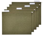 Amazon Basics Hanging File Folders, Letter Size, Standard Green,1/5-Cut Tabs, 50 per box