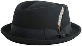 Gamble & Gunn ‘New Orleans II’ Pork Pie Hat, Men’s, Unisex, Black Wool Diamond Top Hat (60cm)